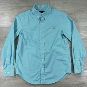 Southern Marsh Boys Button-Down Shirt Youth Size Large Green Teal Plaid